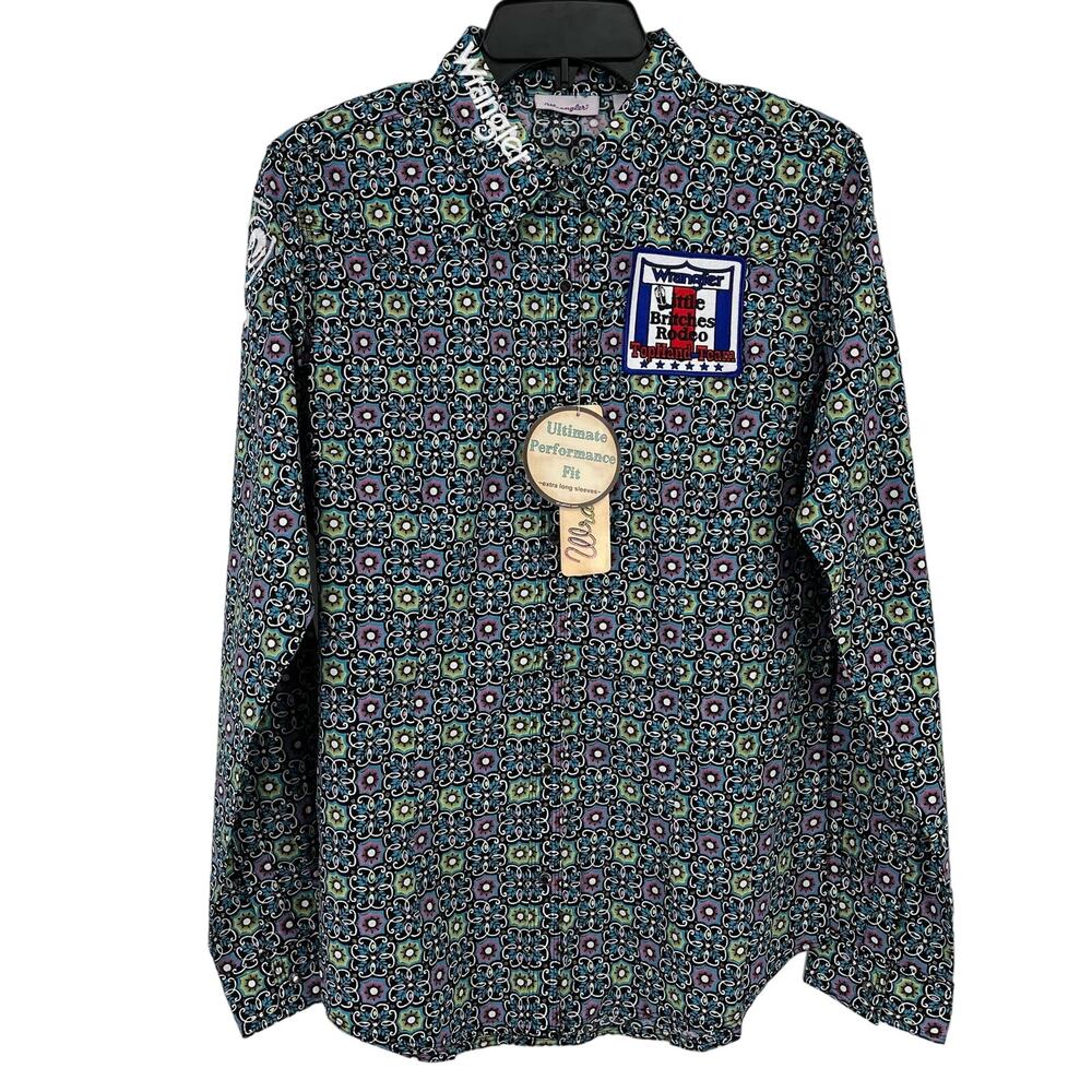Wrangler Little Britches Rodeo Patch Floral Western Shirt Womens Size XXL Ram